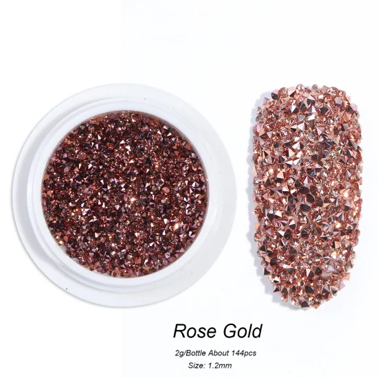 Rose Gold 1,2 мм Стразы для ногтей с кристаллами, цирконием, блестящими мини бусинами для дизайна ногтей, Ювелирное Украшение, розовое золото, 3D амулеты, Гель-лак, Самоцветы CH757 - Цвет: Rose Gold