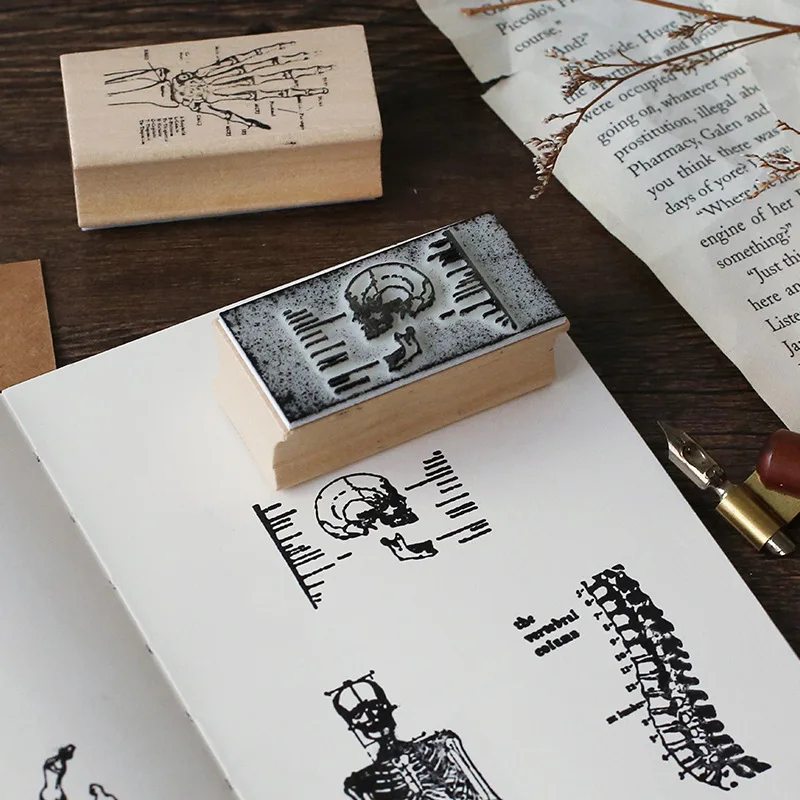 6 стилей ретро Винтаж Скелет креативная деревянная резиновая печать скрапбук DIY Цветочные украшения Штамп Высокое качество корейские канцелярские принадлежности