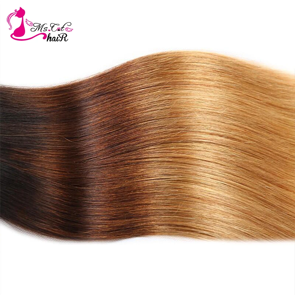Ms Cat Hair Ombre бразильские прямые волосы с эффектом омбре bl1b/4/27 Remy наращивание волос