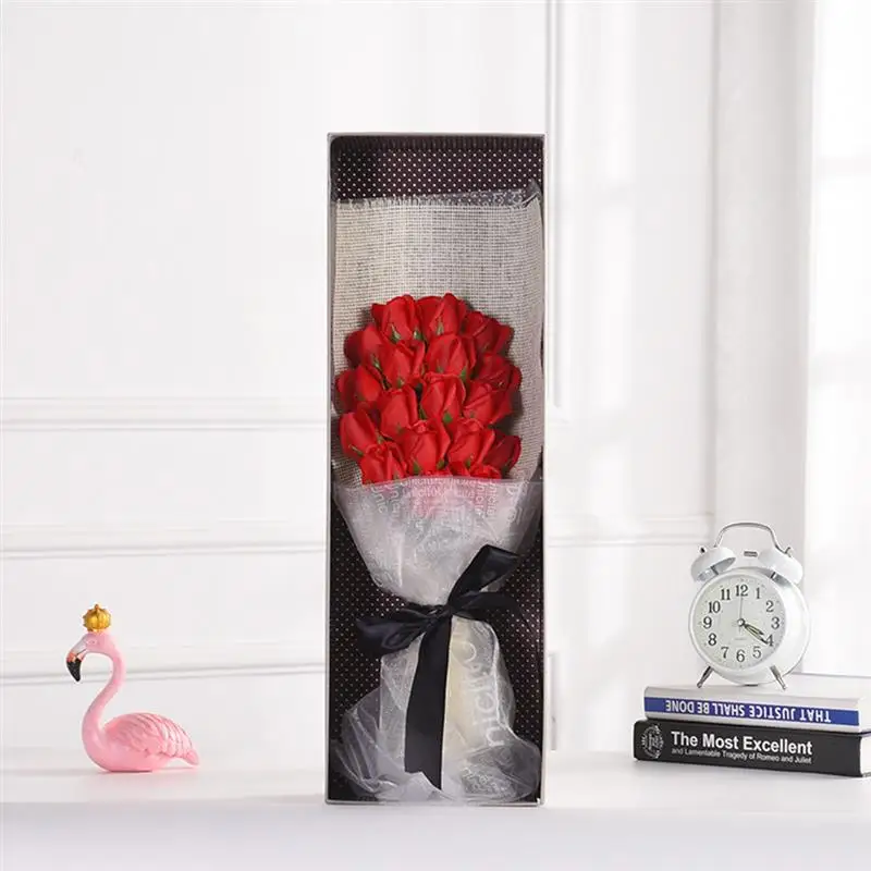 День Святого Валентина романтическое Мыло Цветы Подарочная коробка искусственный букет Реалистичная подделка букет засушенные розы для женщин