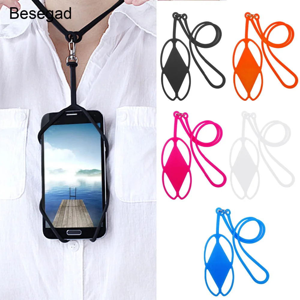 

Besegad Universal Silicone Cell Phone Lanyard Holder Case Cover Phone Neck Strap Necklace Sling For Smartphone Above 5.5 inch