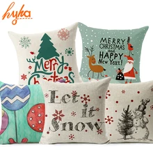Hyha Let It Snow Xmas Style Cushion Cover Merry Christmas Santa Claus Socks Balloon font b