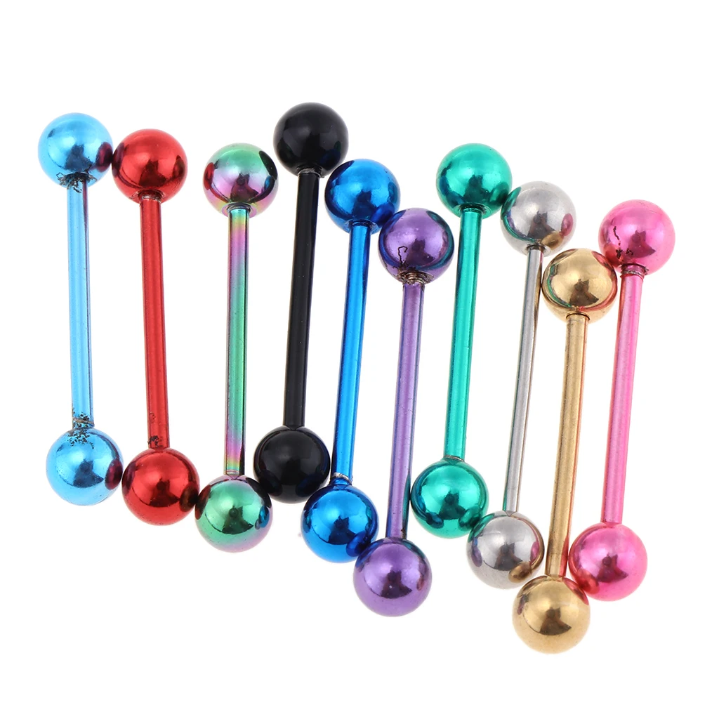 

10 Pieces Stainless Steel Navel Nipple Ring Lip Tongue Belly Piercing Jewelry