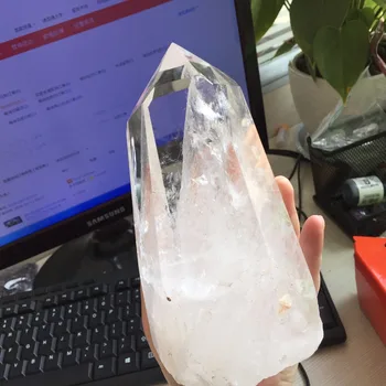 

A424(1.5kg) Clear Transparent Natural Quartz Crystal Polished Healing Single Point Wand Best gift for Christmas