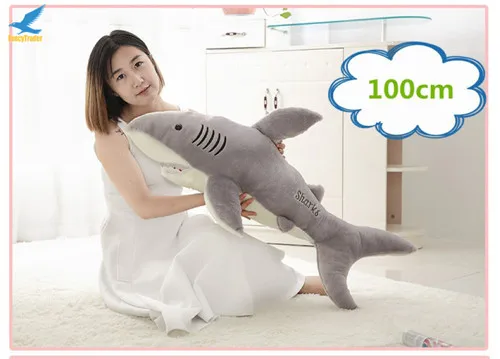 Fancytrader 71'' Huge Soft Shark Plush Toys Giant Stuffed Bite Sharks Kids Play Doll Lover Gift 2 Colors 3 Sizes 180cm (13)