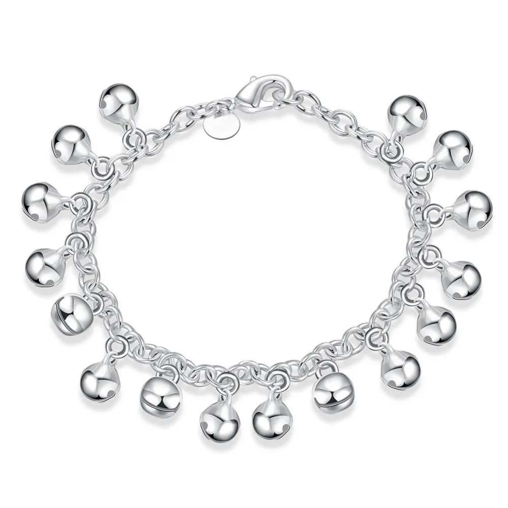 

Hot 925 sterling silver lobster buckle classic cable chain buckle bell bracelet cute female accessories engagement party