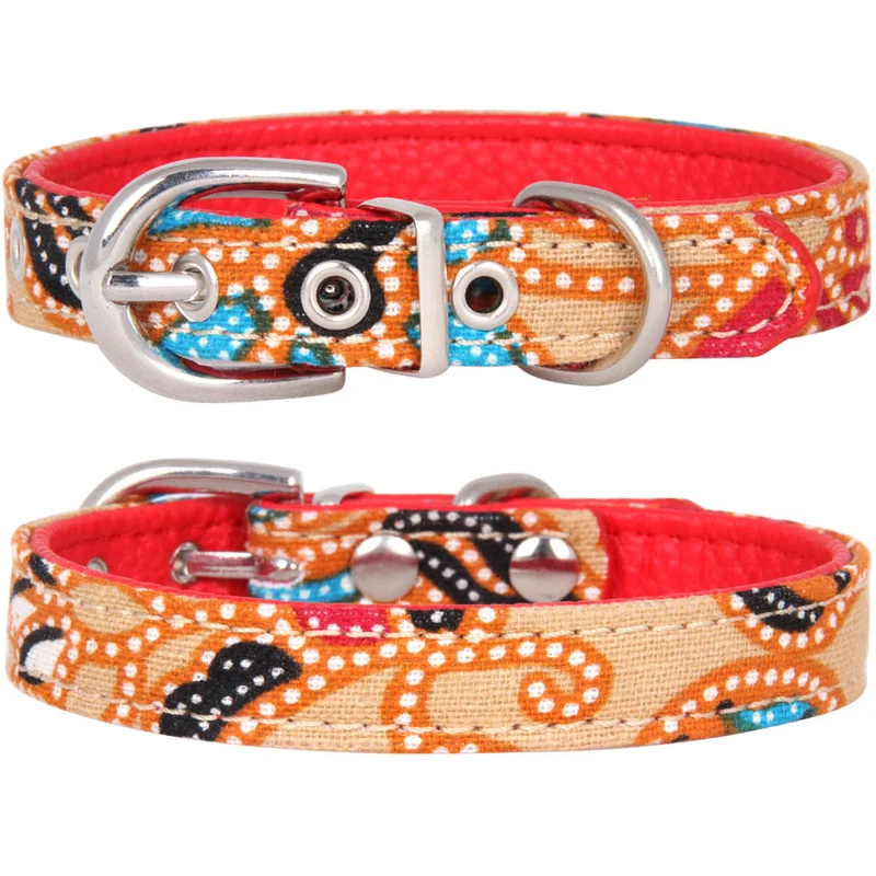 Newest 100% Cotton Pet Dog Collar Printed Fabric Cat Dogs Collars Puppy Pitbull Small Large German Shepherd Pets Traction | Дом и сад