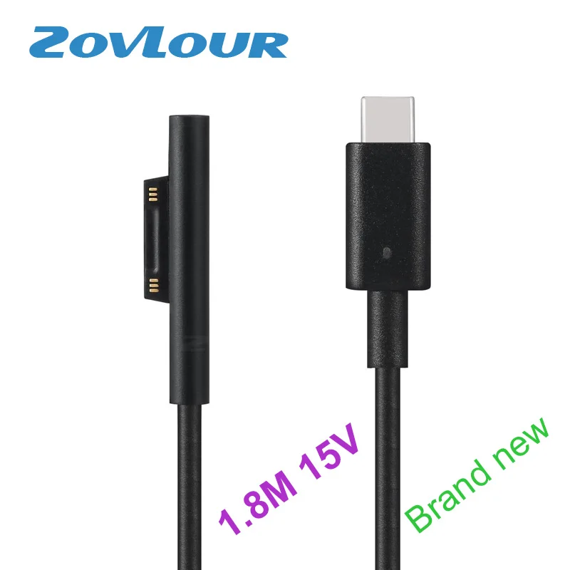 

1.8M 15V USB C PD Quick Charging Power Cables for Microsoft Surface laptop 1 2 Surface Go Pro 3 4 5 6