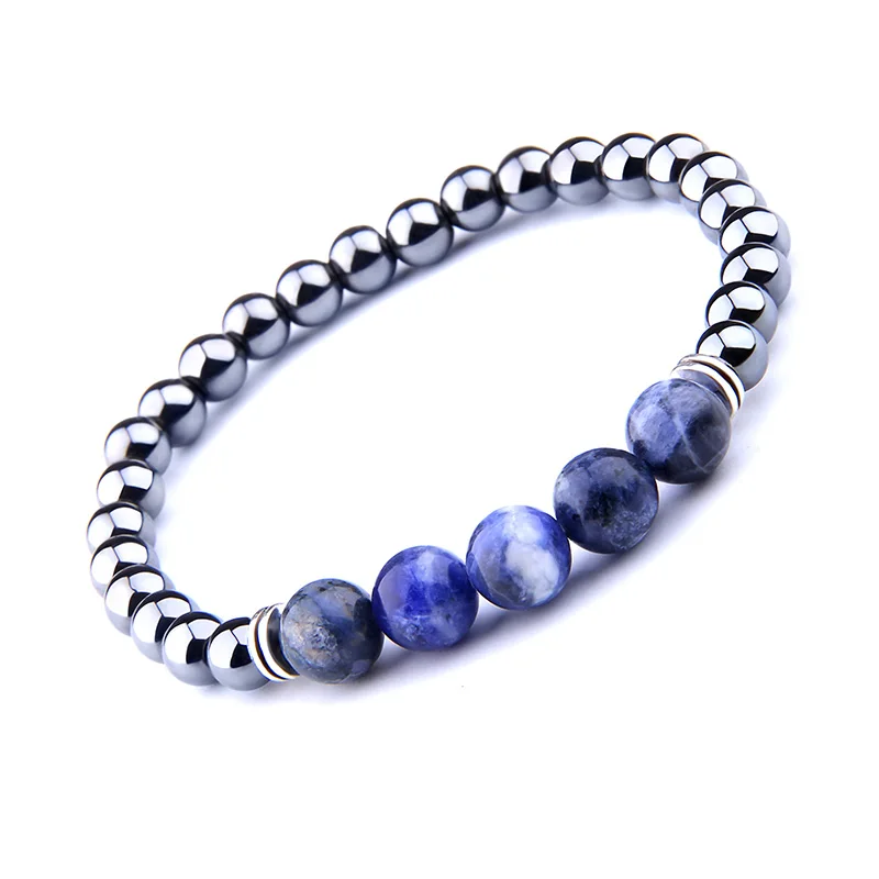 

Charm no Magnetic Hematite Natural Stone Beads Stretch Bracelet for Men Women Anti-Fatigue Health Care Energy Bracelet Jewelry