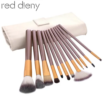 

12 Pcs Soft Wool Hairs Makeup Brush Set Pro Concealer Eyeliner Eyelash Brushing Brushes with PU Leather Traverl Pouch Bag Case