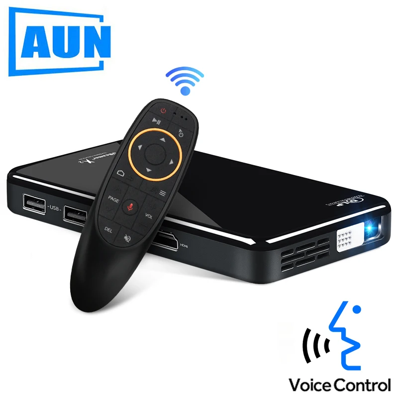 AUN светодиодный проектор X2. WiFi Android 3D Beamer для домашнего кинотеатра. Мини-проектор кинотеатр. Поддержка 1080P (опциональное Голосовое управление) - изображение