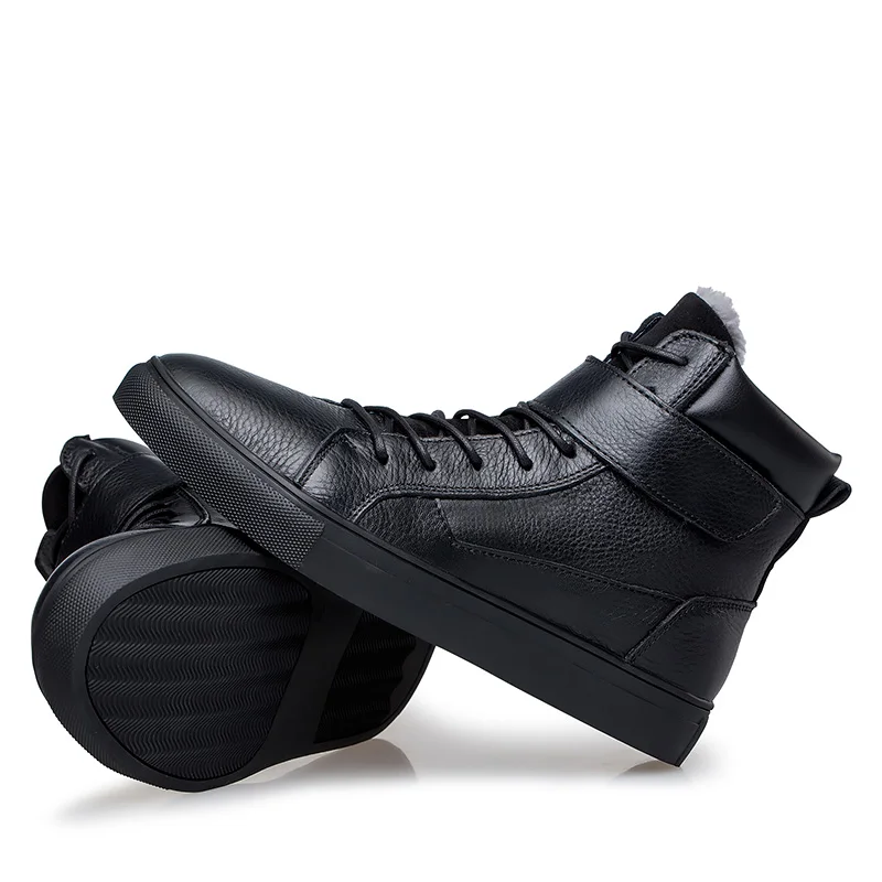 Moda Vaca Black Motocicleta Inverno Veludo Neve Fur Boots Genuíno Além Szie Botas Couro Homens 48 black With De Disso Ankle Quente Sapatos Casuais 100 36 wxO7q1fZW