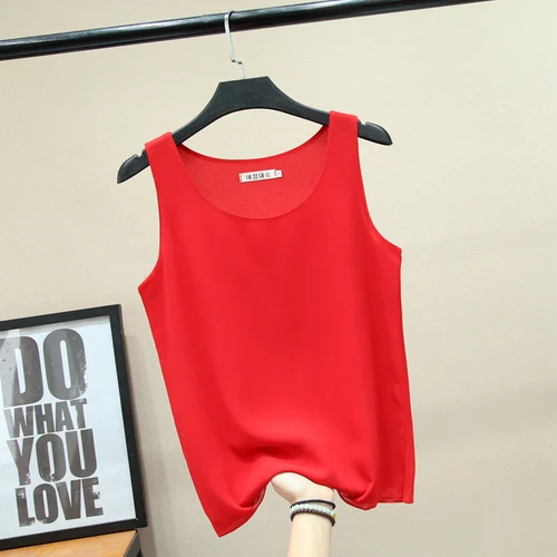 Модная брендовая женская блузка без рукавов, летняя новая шифоновая рубашка с круглым вырезом, Повседневная блуза размера плюс 4XL, свободные женские топы - Цвет: Big Red