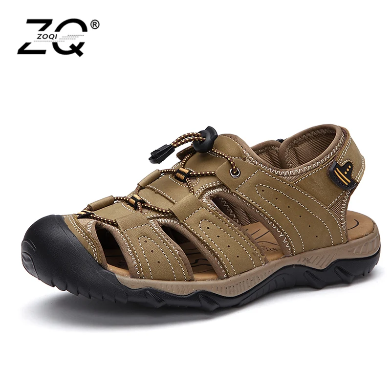 

ZOQI Brand Genuine Leather Shoes Summer New Large Size Men's Sandals Men Sandals Fashion Sandals And Slippers Big Size 38-45