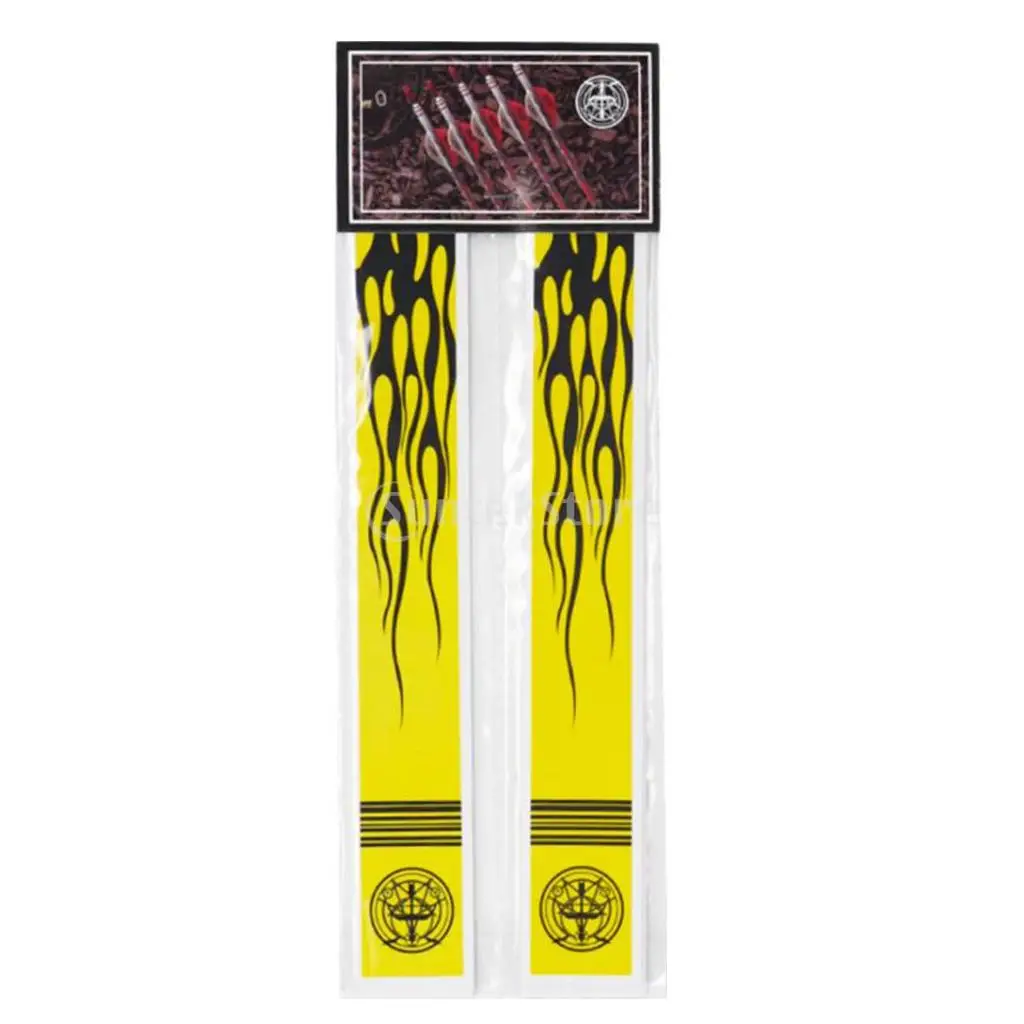 12pcs Durable Archery Arrow Adhesive Stickers Wraps 27cm x 3cm Fluorescent Yellow/ White