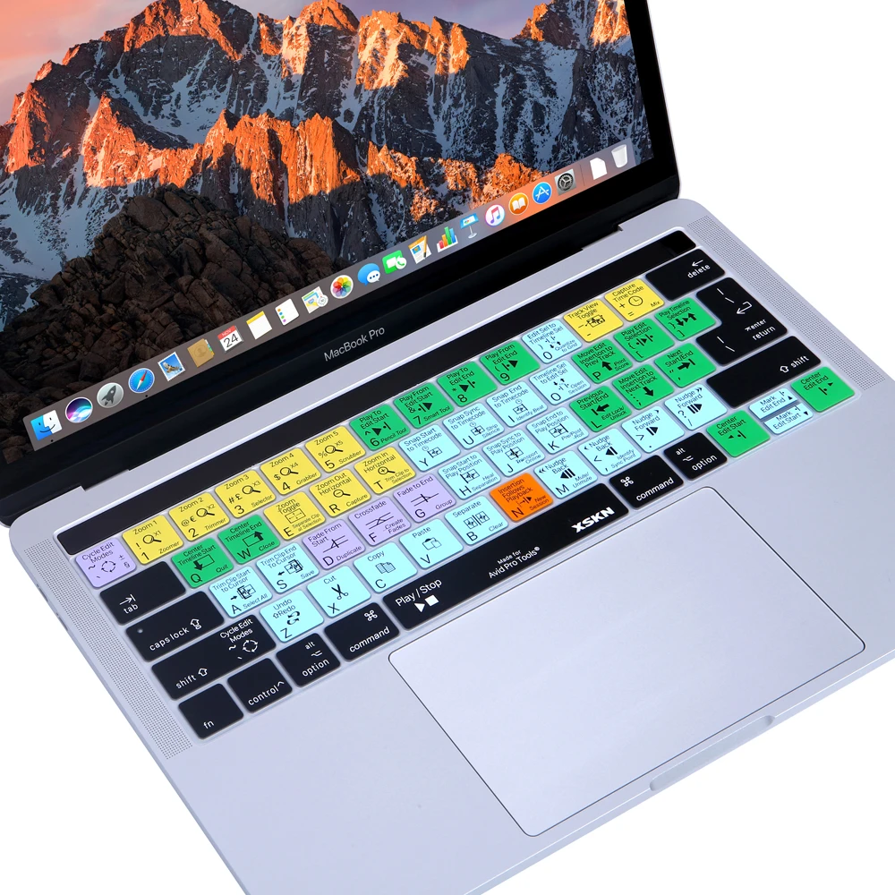 XSKN Avid Pro Tools Keyboard Skin for Touch Bar Macbook 13 15 A1706 A1707 (2016 Release) Music Software Shortcut Hot Keys Cover