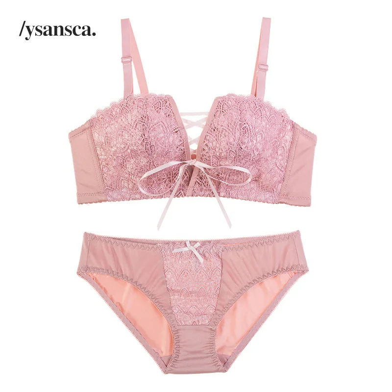 YSANSCA Top Embroidery Bra Sets Push UP Bra And Lace Floral Panties