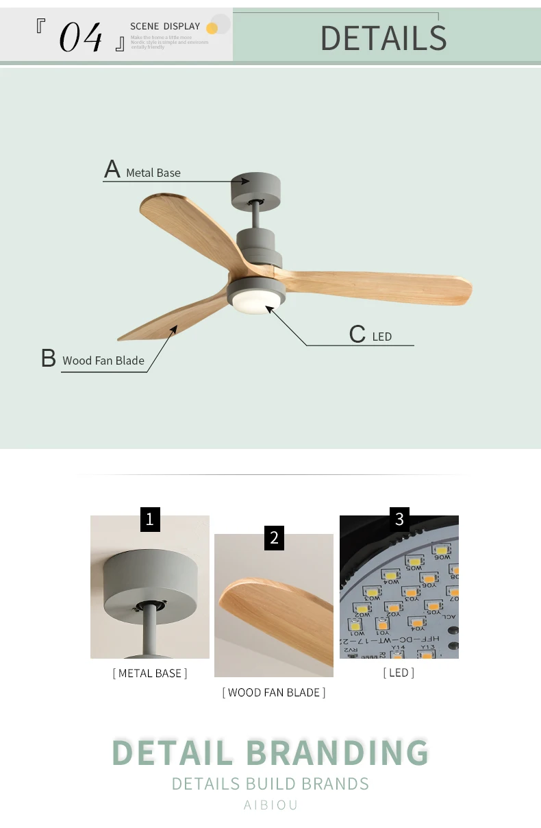 AIBIOU, скандинавский стиль, светодиодный потолочный вентилятор с подсветкой, пульт дистанционного управления, 220 В, потолочные вентиляторы для гостиной, столовая, дерево, вентилятор, освещение