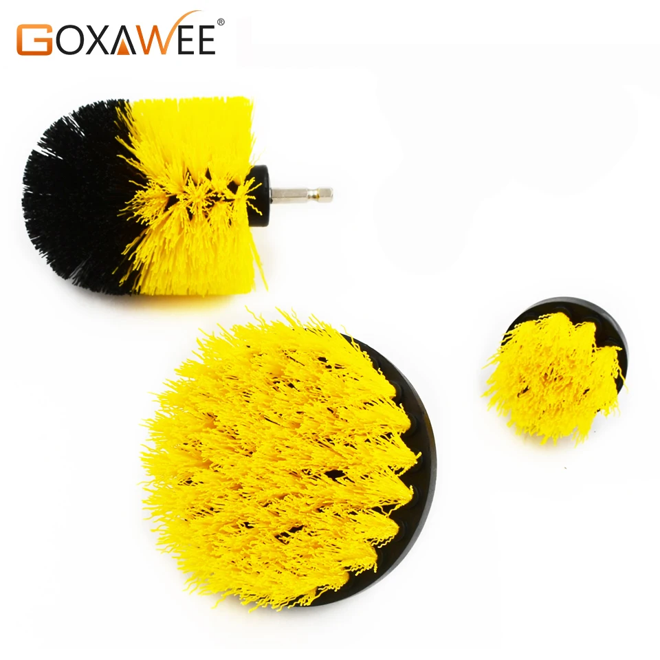 GOXAWEE 3pcs Power Scrubber Brush Sets Electric Drill Cleaning Brush Tool For Cordless Drill