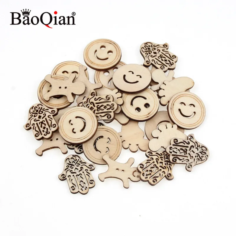 

50pcs Smiley face/Doll/Feet Pattern wooden Scrapbooking Carft Christmas Handmade Accessories Home Decorations DIY Art Wedding