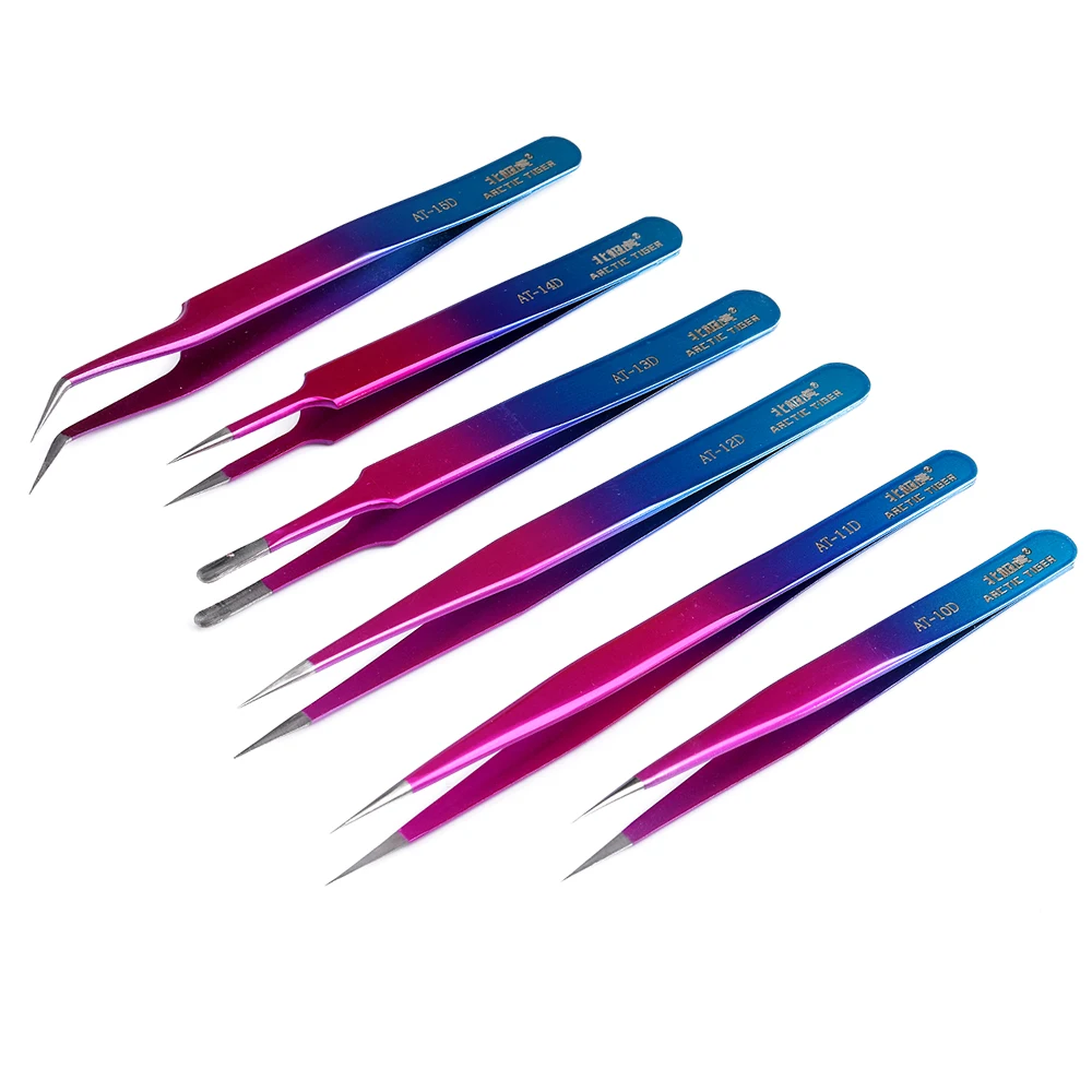 

Electronics Stainless Steel Precision Tweezers Pinzas Pincet Straight Curved Sharp Point Industrial Tweezers Repair Tools
