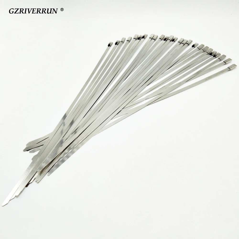 GZRIVERRUN Zip Ties Stainless Steel 300x5mm 25pcs Straps Fits Motorcycle Car Auto Exhaust Header Wrap or