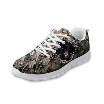 

NOISYDESIGNS Cool Animal Wolf Men Casual Autumn Shoes 3D Printing Comfortable Breathable Mesh Leisure Shoes Man Flat Lace-up
