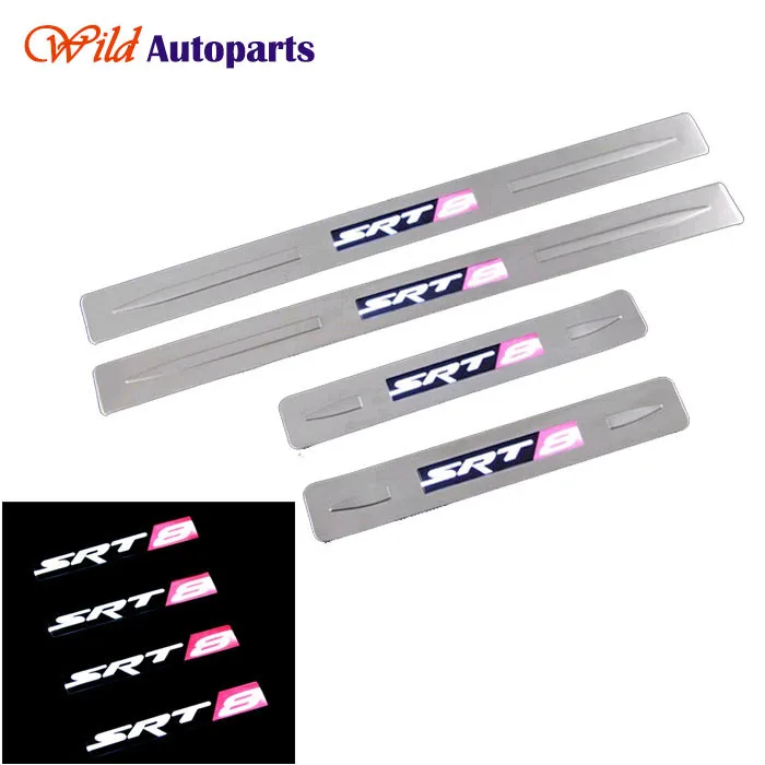 SRT8 style Illuminated LED Door Sill Scuff Plate Guard Protector For