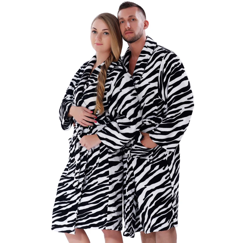 Liefhebbers Coral Fleece Plus Size Zebra Badjas Nachtjapon Nachtkleding Kamerjas Voor Koppels Mannen Vrouwen|sleepwear boys|gown wholesalegowns for big - AliExpress