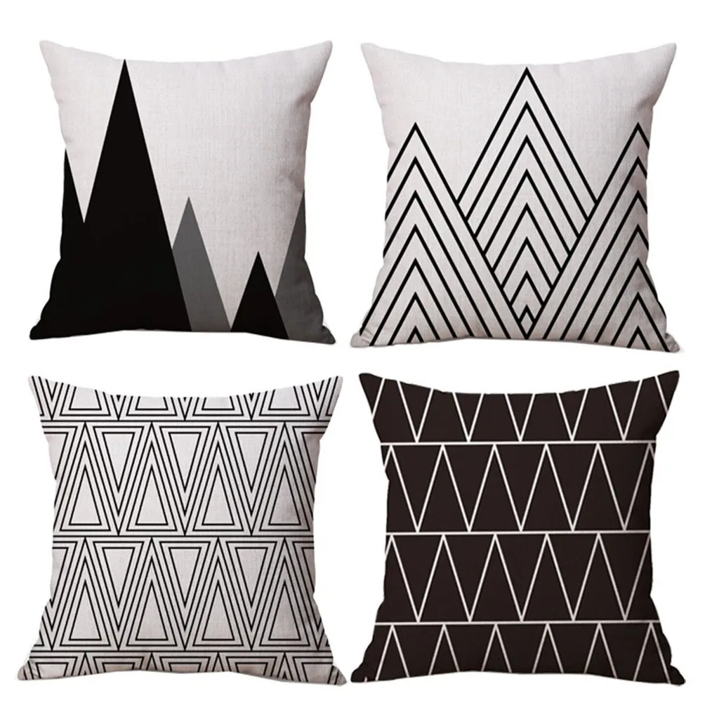 

Gacsidy Store dakimakura 4pcs Modern Simple Geometric Style Cotton Linen Burlap Square Throw Pillow Cover