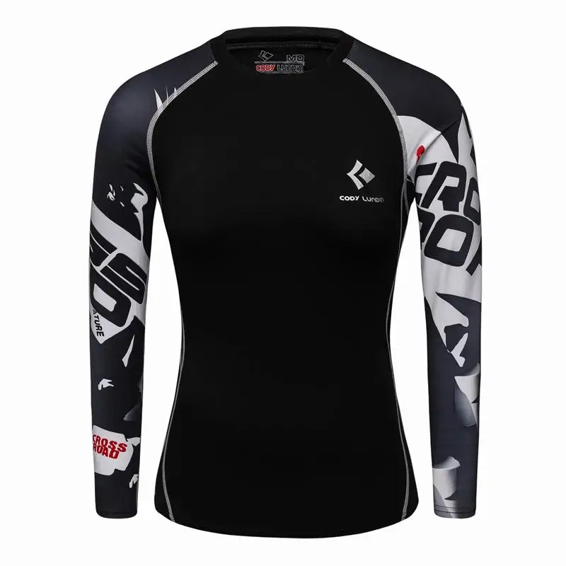 2017 New Women girls Compression T Shirts Long Sleeve 3D Print Tee Female Body font b