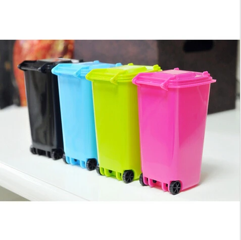 

2pc Dazzle Colour Pulley Environmental Clean Car Desktop Receive Tube Shape Plastic Table And Chairs Set Trash Bin