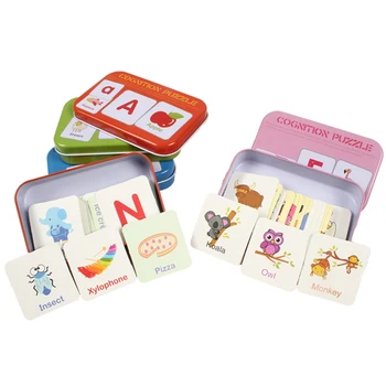

1 Box Kids Baby Carton Educational Animal Fruits Numbers Pattern Recognition Card Box Package Early Learning Game Card CE05