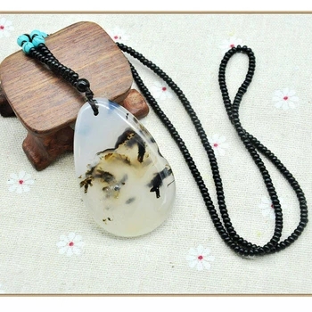 

Nature Ocean Chalcedony Reiki Pendant Necklace Women Collares Mujer Gemstone Costume Reiki Elegant Healing crystal Fine Jewelry