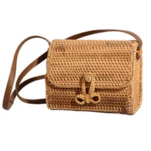 Ladies Leather Strap Single-shoulder Crossbody Bag Handmade Fashion Natural Woven Round Rattan Flap Handbags Ladies Leather Strap Single-shoulder Crossbody Bag Handmade Fashion Natural Woven Round Rattan Flap Handbags