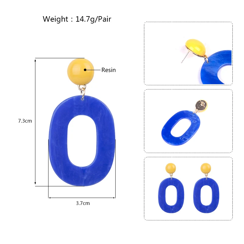 GuanLong Trendy Long Acrylic Fashion Earrings for Women Big Circle Geometric Resin Dangling Drop Earring Girls Jewelry Brincos   (6)