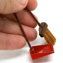 Горячая Распродажа, красные металлические длинные ручки, метла и пылеуловитель, набор кукольный домик, миниатюрная 1:12 игрушка