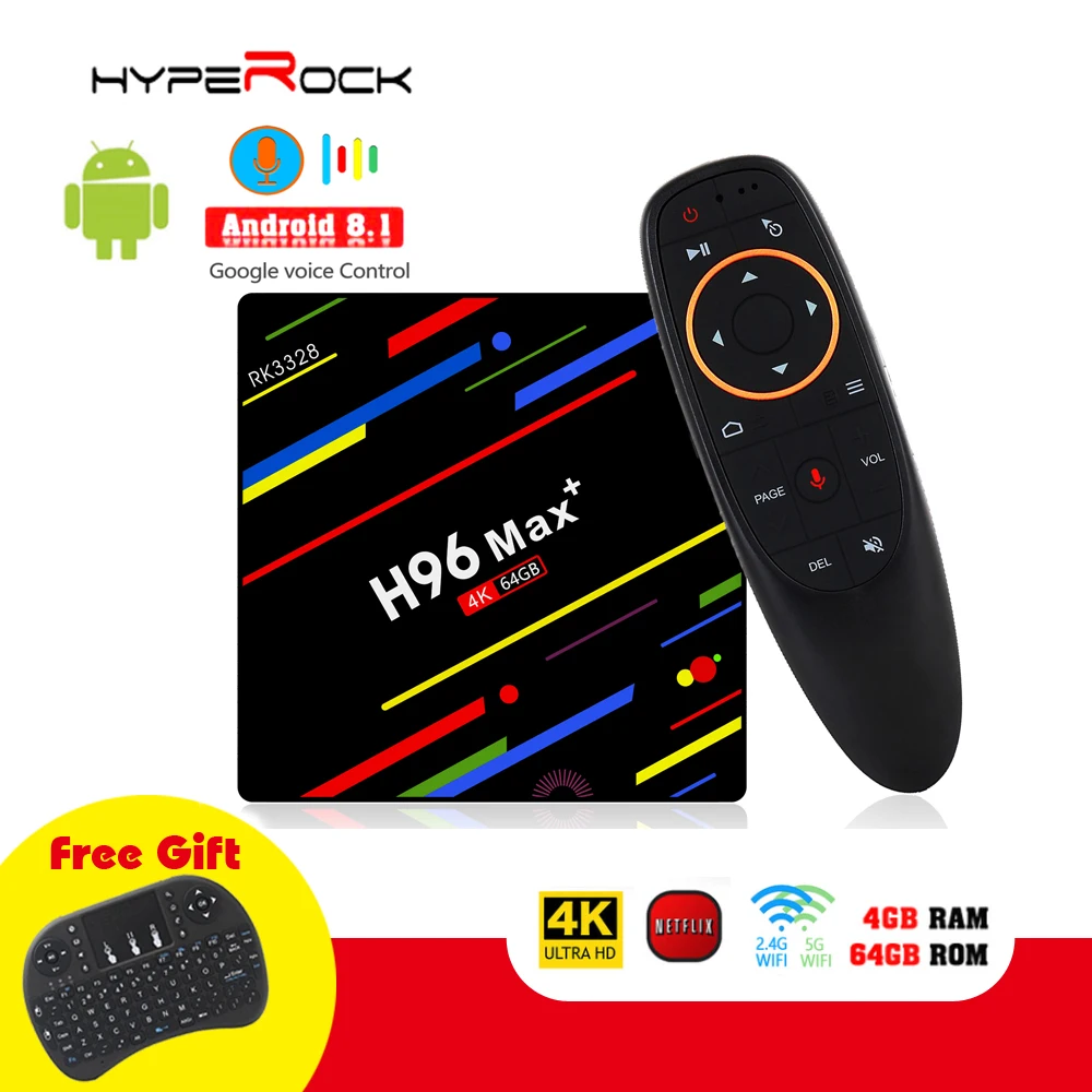 

4G 64G/4G32G RK3328 Android 8.1 Dual Wifi TV Box Voice Control Internet Media Player 1 Smart Keyboard Free