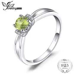 Jewelrypalace камень 0.6ct Круглый природных перидот Свадьба Обручение Юбилей кольцо для женщины из натуральной 925 серебро