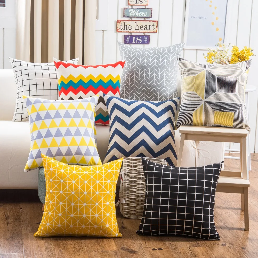 

Square style lattice home pillow Modern minimalist office car generous new pillow simple dual purpose