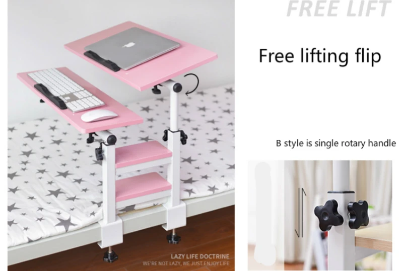 Laptop Table Bed Side Simple Desk Multifunction Adjustable Study Table Dormitory Reversible Desk Lifted Rotation Computer Table Laptop Table Bed Side Simple Desk Multifunction Adjustable Study Table Dormitory Reversible Desk Lifted Rotation Computer Table