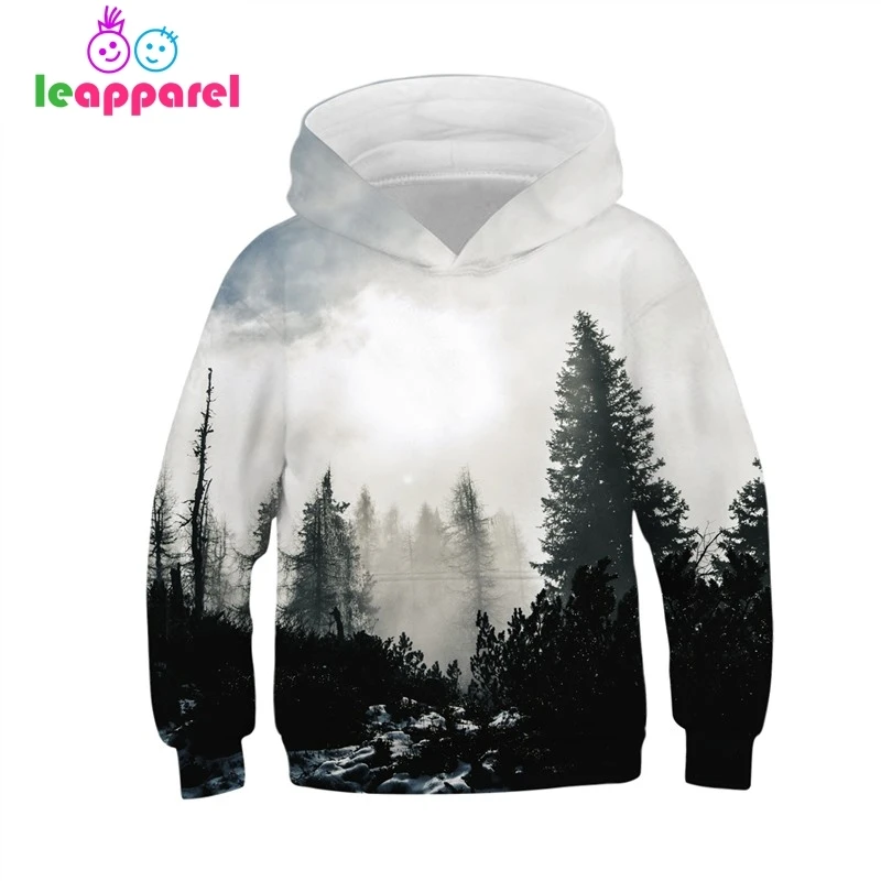 

Long Sleeve Hooded Foggy Forest 3D Print Kids Children Clothes Hoodies Girls Sweatshirts For Boys Funny Pullovers Jacket Coat