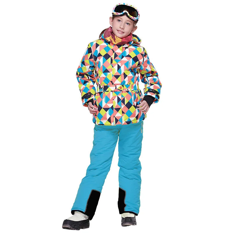 1 лыжный костюм для девочек, водонепроницаемые штаны+ куртка, комплект для сноуборда, зимняя спортивная туристическая одежда для кемпинга, зимняя куртка для девочек, теплая одежда - Цвет: Girls11