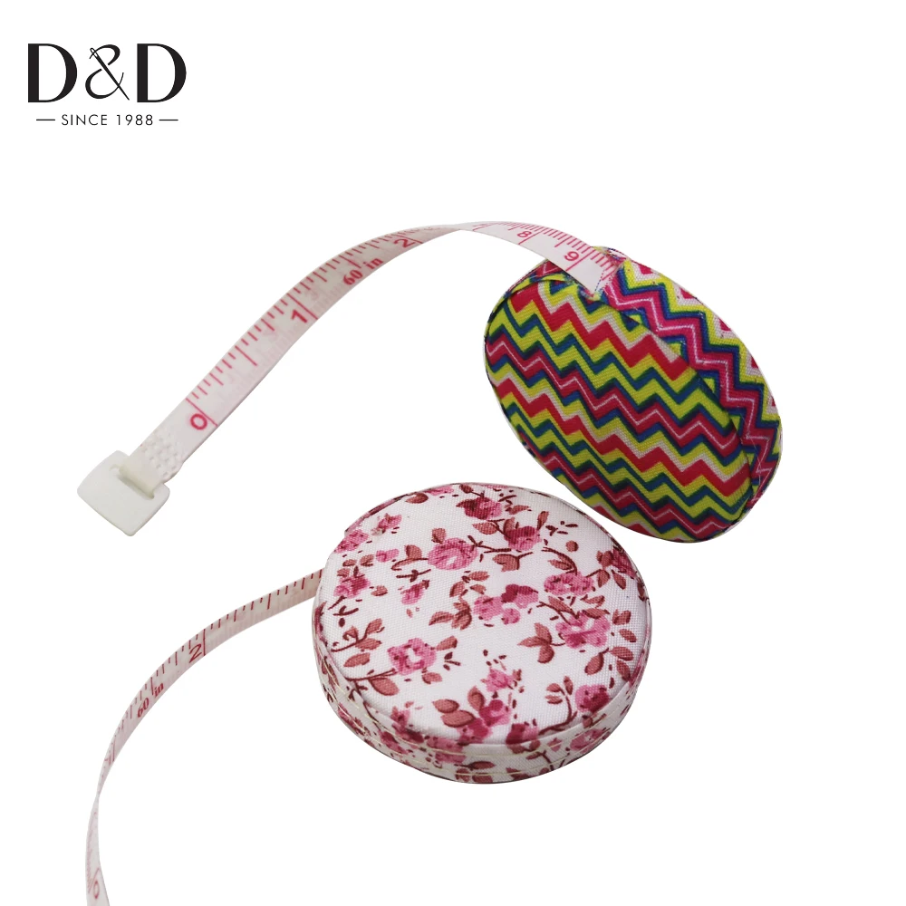 

1.5M/60In Body Tape Measure Portable Measuring Fabric Covered Sewing Ruler Retractable Tape Measure Fabric Craft DIY Sewing Tool