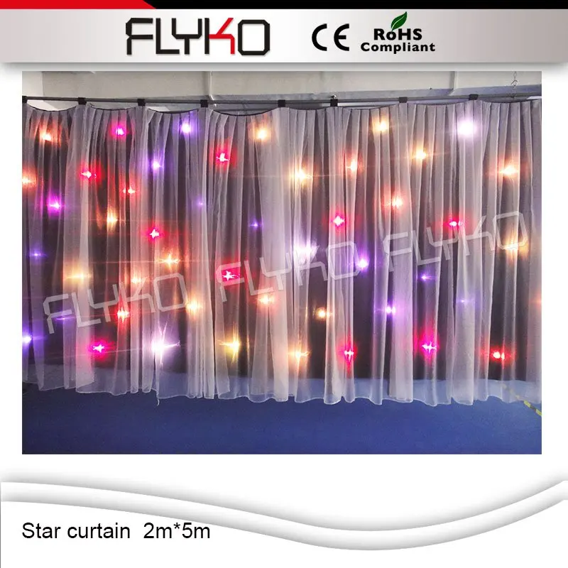 

Flyko 2X5M LED Effect Light LED Star Curtain Cloth for Wedding Birthday Party Event Celebration Backdrop, Remote Controlle