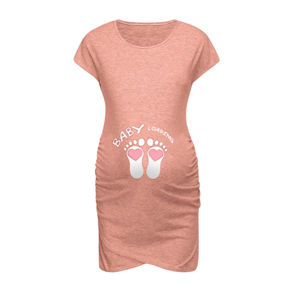 Материнство Одежда в стиле кэжуал сексуальное платье для беременных кормящих Материнство платье сплошной печати юбка платье для беременных размера плюс