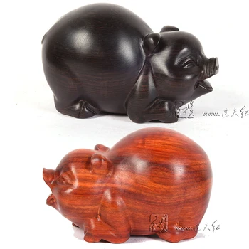 

10*6cm Rosewood Carving Crafts Home Living Room Decorations Hotel Office Desktop Table Desk Decor Ebony Wooden Lucky Pig Mascots