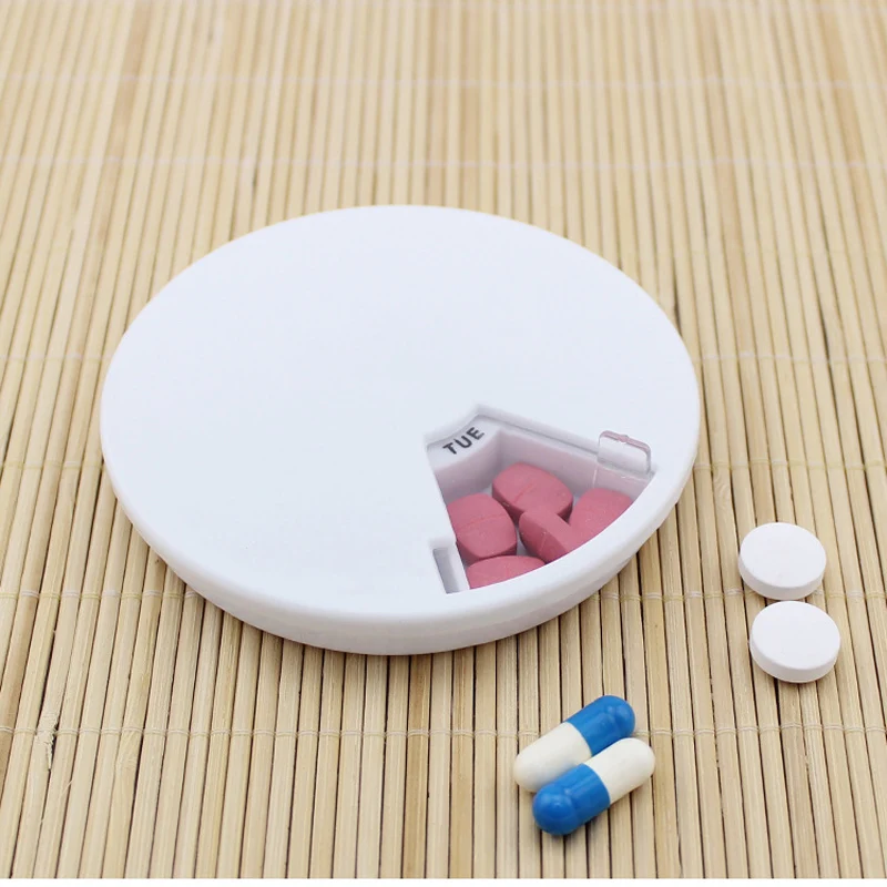 

Rotating Pill Box Portable 7 Days Weekly Tablet Pill Medicine Box Mini Pill Case Splitter Organizer Holder Storage Organizer
