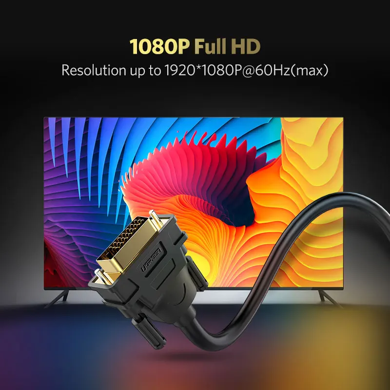 Адаптер Ugreen 1080P DVI i 24 + 5 В VGA переходник папа адаптер цифрового видео кабеля для