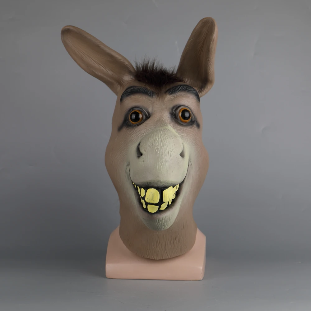 Funny Adult Creepy Funny Donkey Horse Head Mask Latex Halloween Animal Cosplay Zoo Props Party Festival Costume Ball Mask (2)